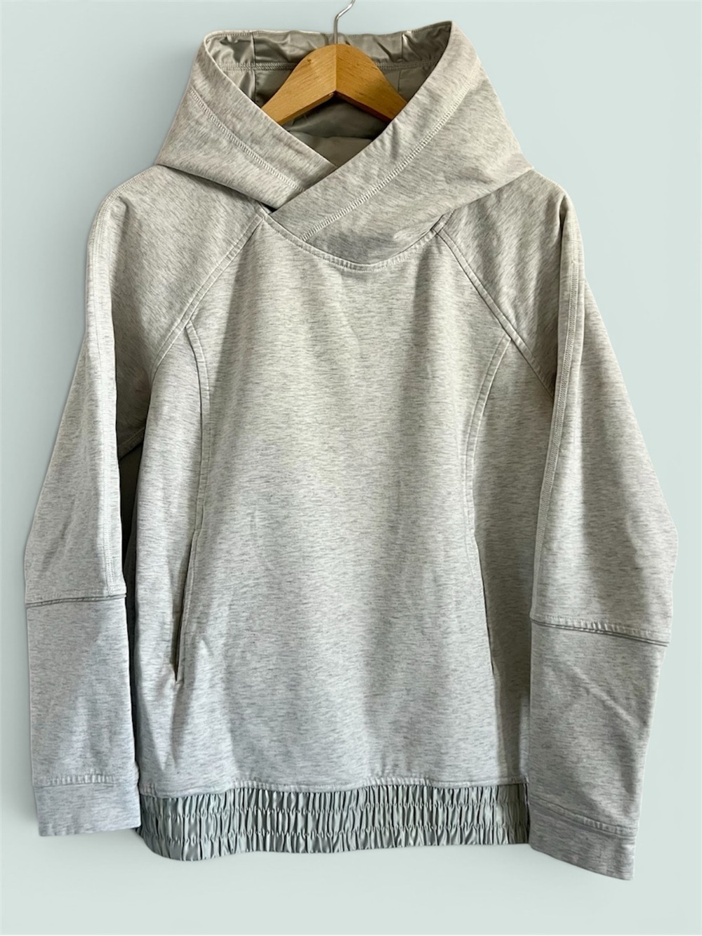 Lululemon Studio Hoodie Sage Satin Lined Size 8 Rare Wrap Hood